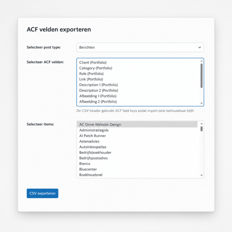 ACF CSV Manager WordPress admin interface overview