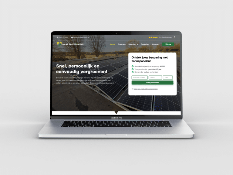 Solardaktechnique technical service website homepage shown on desktop
