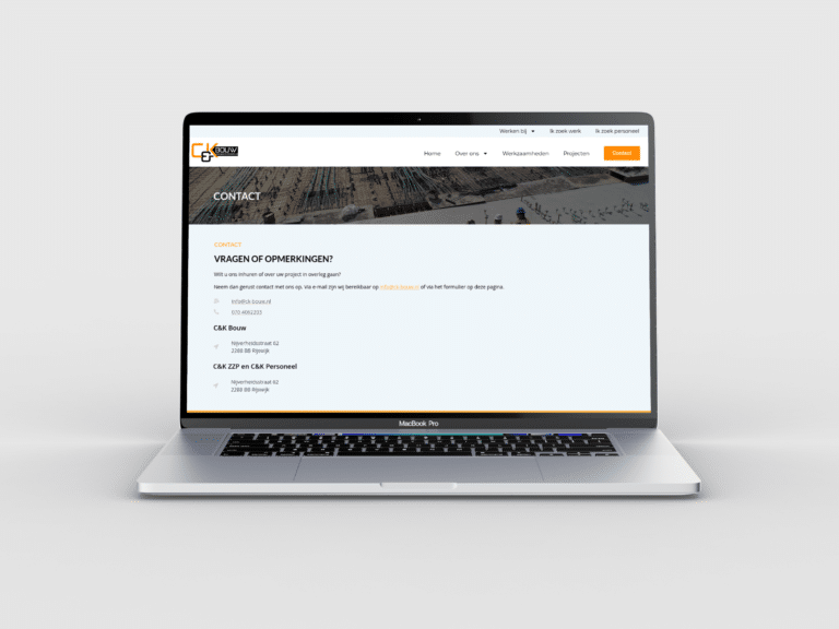 Ckbouw technical service website homepage shown on desktop