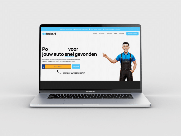 Fixfinder website homepage shown on desktop