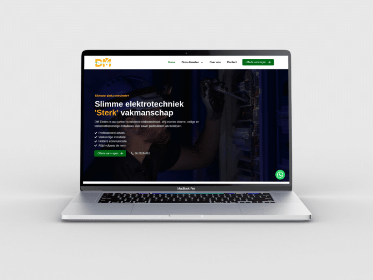 Dmelektro technical service website homepage shown on desktop