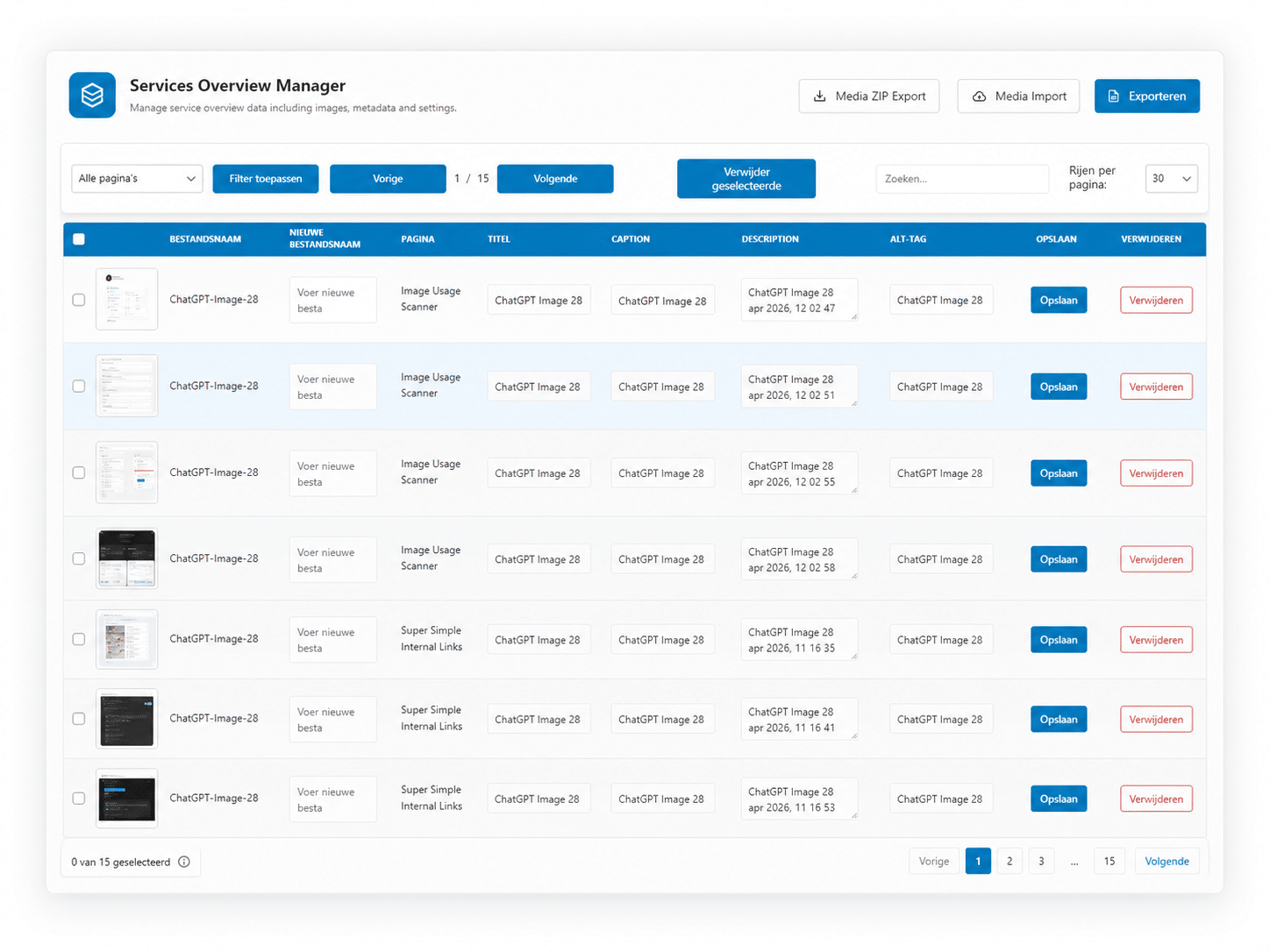 Modern Image Manager WordPress admin interface overview
