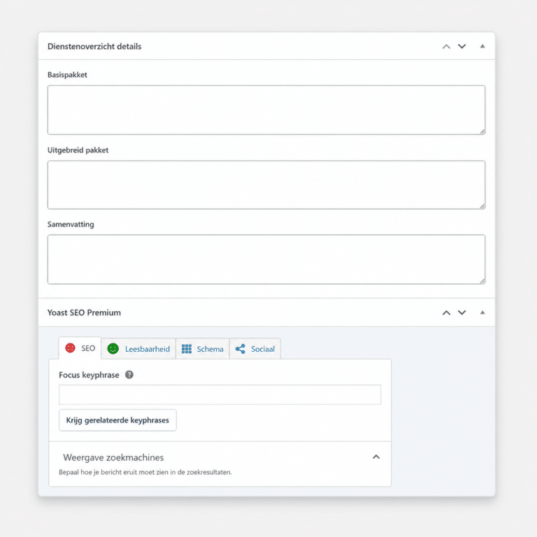 Services Overview Manager WordPress admin interface overview